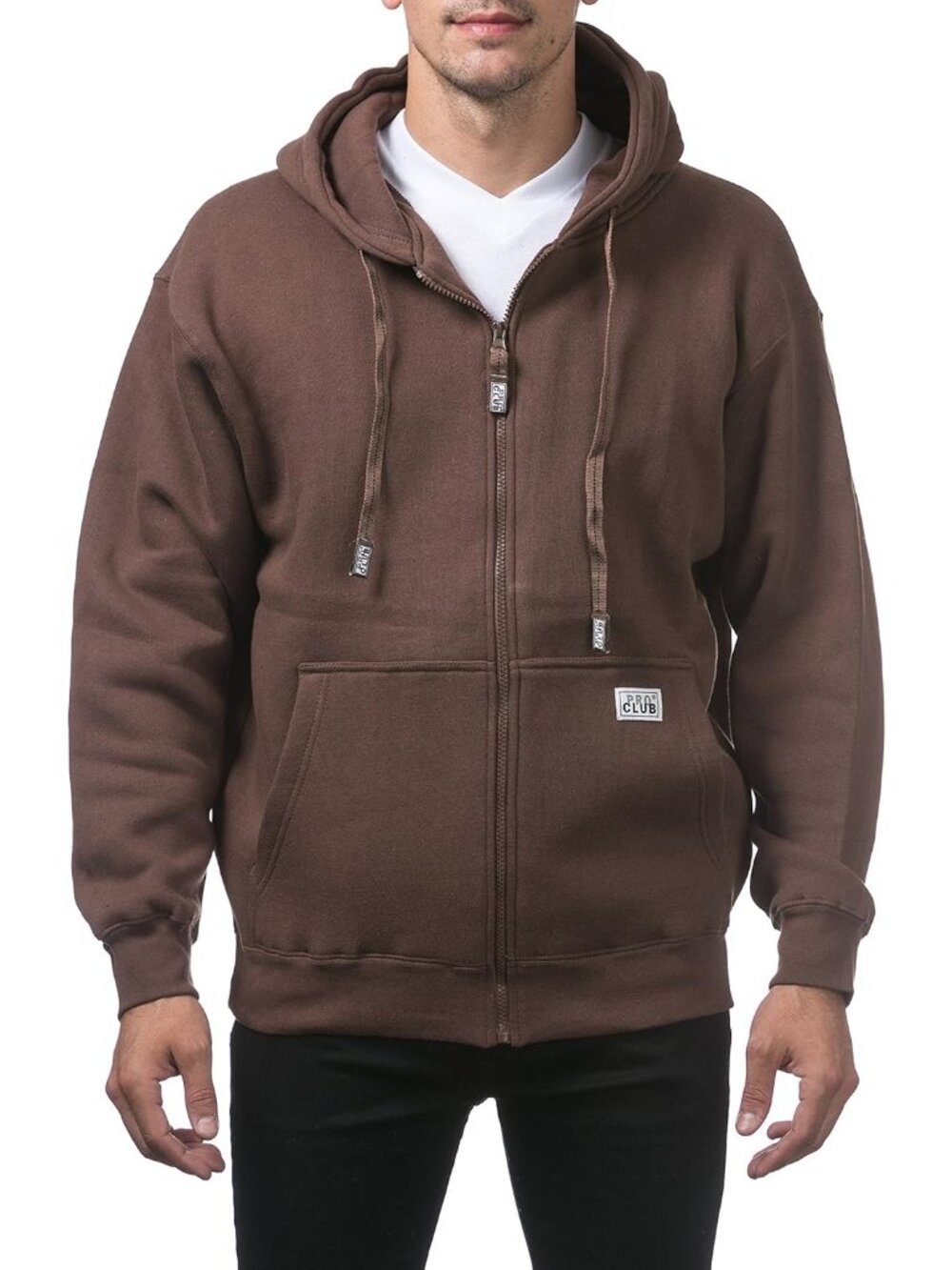 Pro Club Heavyweight Brown Full-Zip Hoodie Sweatshirt